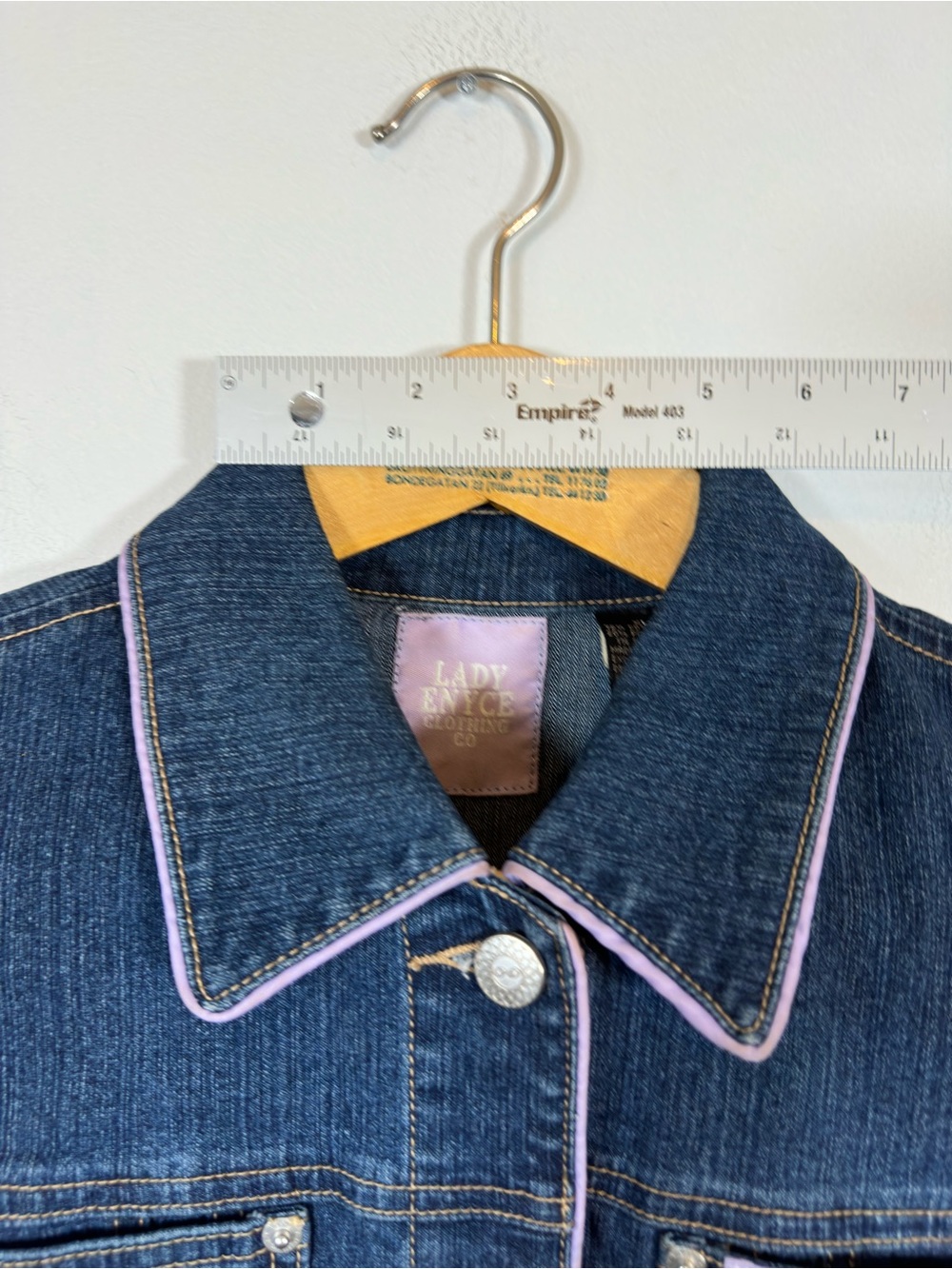 Lady Enyce Cropped Denim Jacket Embellished Size XL VTG Y2K Western Streetwear - Picture 7 of 12